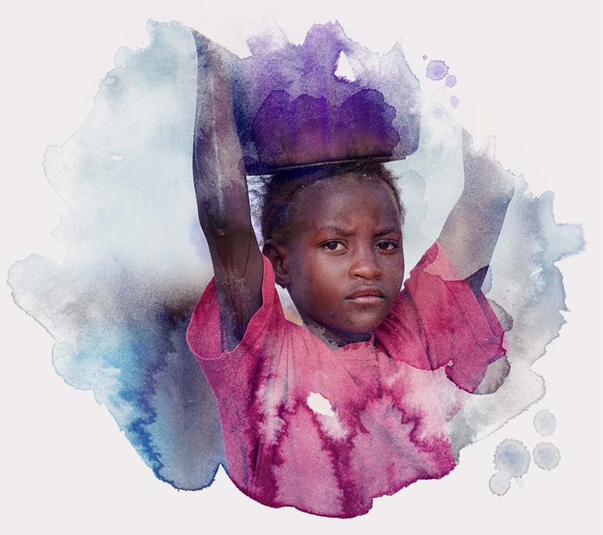 The cover image of the telethon shows a girl carrying water.