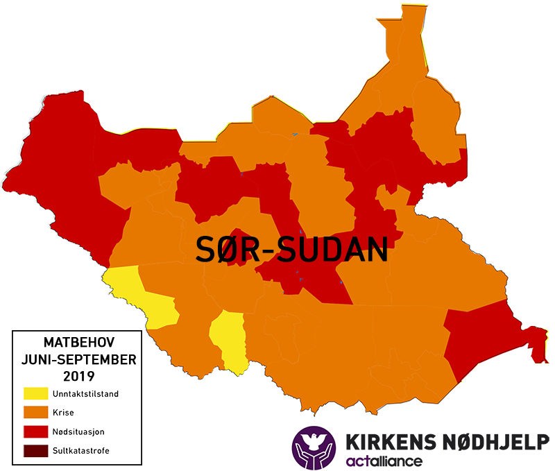Kart over Sør-Sudan
