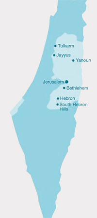 Kart over Israel og Palestina