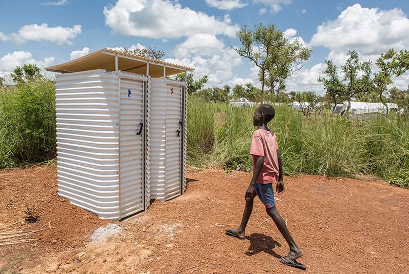 En latrine bygget i Sør-Sudan