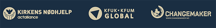 Kirkens Nødhjelps logo, KFUK-KFUM Globals logo, Changemakers logo