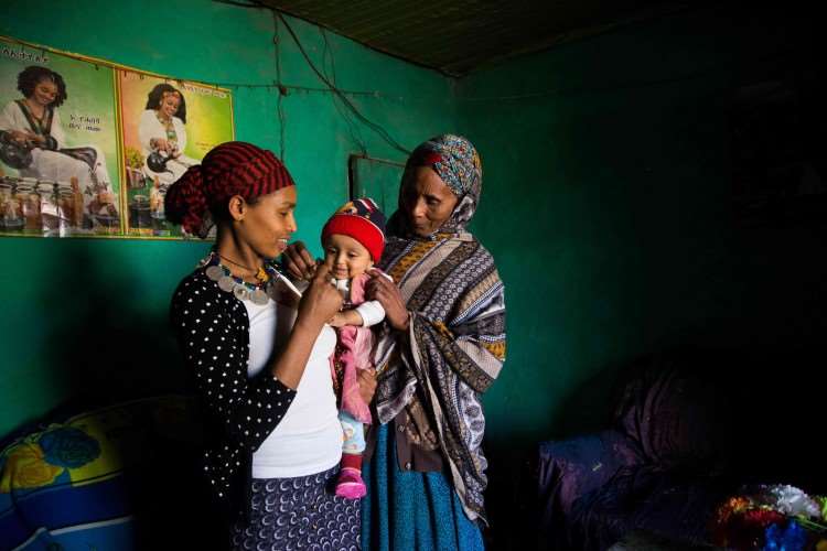 Two women and a baby in Ethiopia