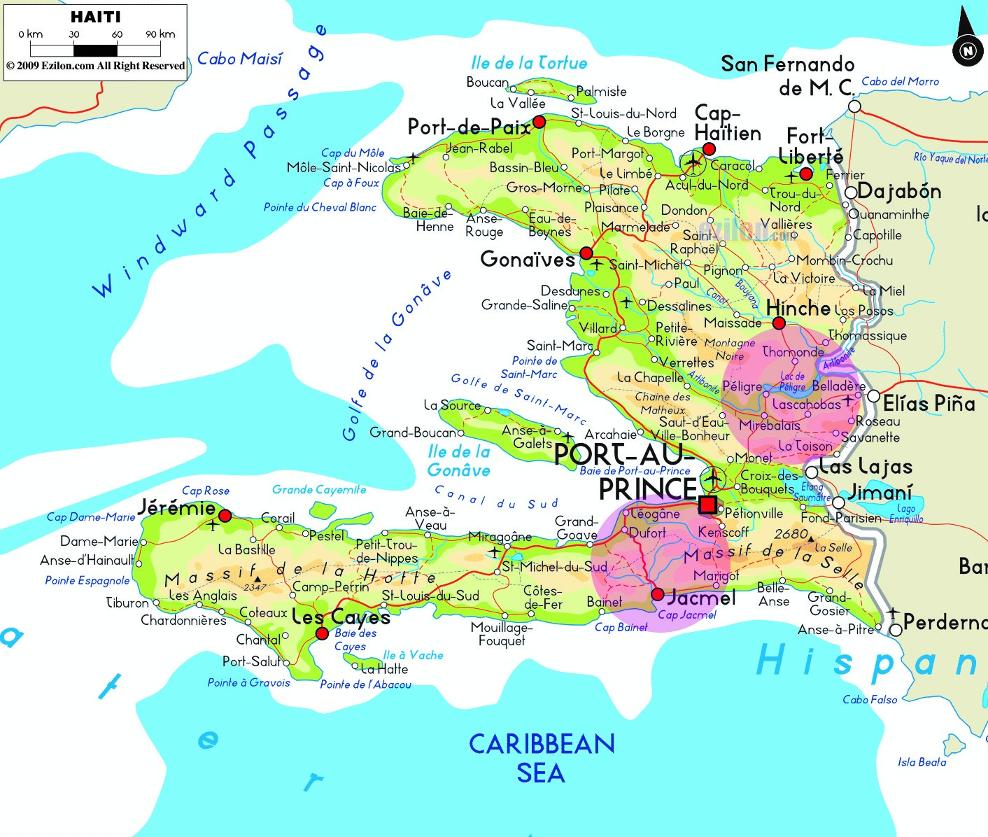 Kart over Haiti.